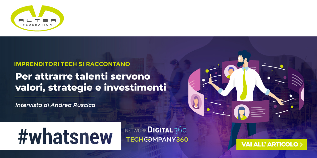 alteafederation's tweet photo. #whatsnew: le strategie di Altea Federation per attrarre talenti e gestire il turnover. Non perdertele nell’intervista di @andrearuscica su 𝗧𝗲𝗰𝗵𝗖𝗼𝗺𝗽𝗮𝗻𝘆𝟯𝟲𝟬 - Network Digital 360 ►https://t.co/emV4ROx5cV #alteafederation #human #innovation #growth #talent #hiring https://t.co/BFaaI1OXcJ