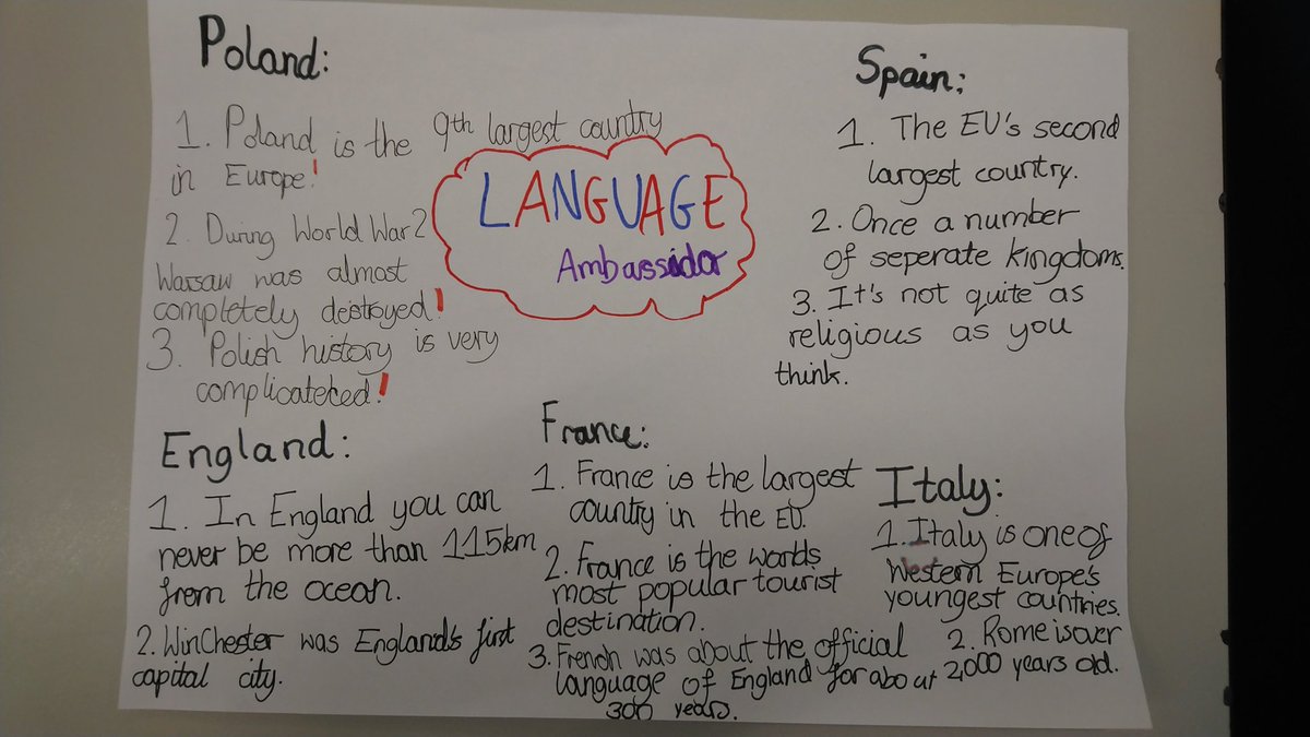 The next application is in for Language ambassador. Maya has done a fabulous job and has worked her socks off over the weekend. What a super job!!! <a href="/class5_W/">Class 5W</a> <a href="/Class5_6W/">Class 5/6W</a> 🇵🇱 🇫🇷 🇪🇸 🇬🇧 🗺