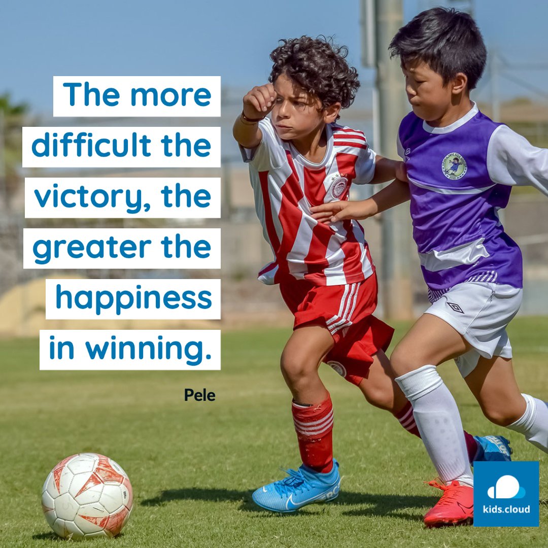 The more difficult the #victory the greater the #happiness of #winning. #Pele #kidsdotcloud #software #luxembourg #children #enfants #sportclub #instakids  #play  #soccer #sportkid