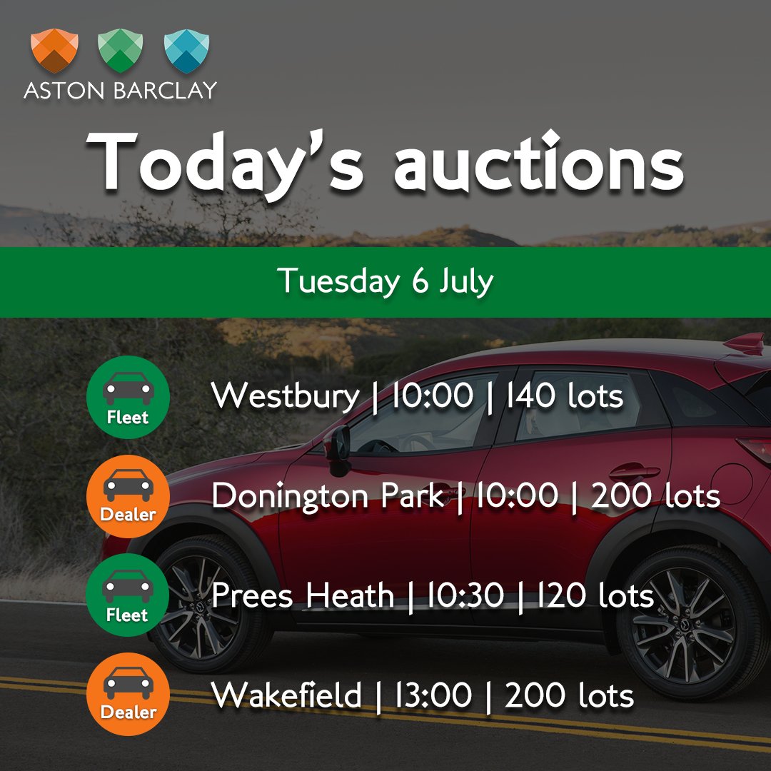 We've got all the stock you need. Exclusive fleet and dealer cars are going under the hammer today from 10:00. ow.ly/D0qO50Fp47U

#AstonBarclay #UsedCars #UsedCarSale