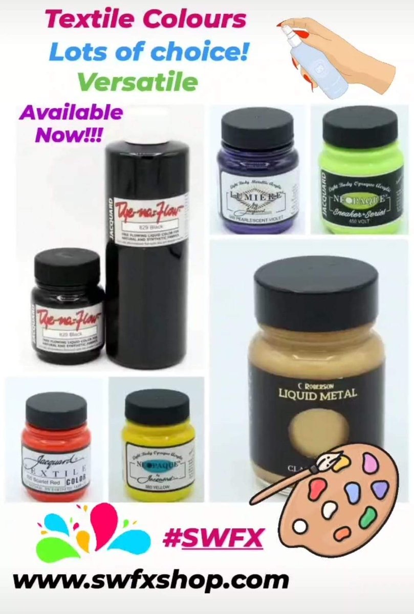 multidyer's tweet image. Textile Paints available in a range of colours! Take a look swfxshop.com