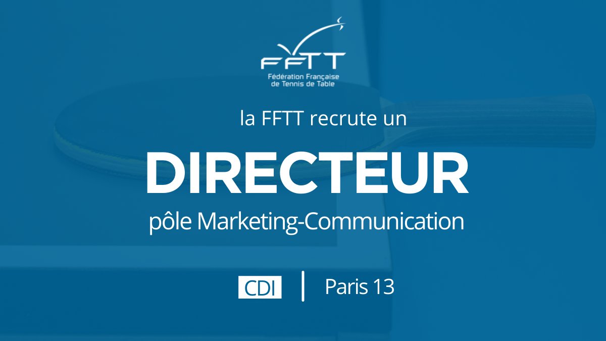 ffttofficiel's tweet image. 🔎 La FFTT recherche son/sa futur directeur/directrice du pôle Marketing/Communication.

Pour postuler 👉bit.ly/36eXPRJ