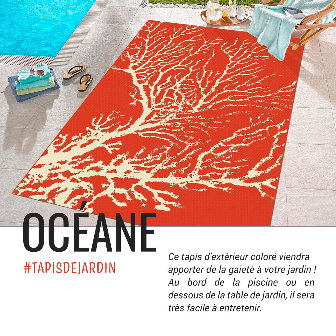 Profitez des soldes pour craquer sur le magnifique tapis Océane ❤️ 
Posé dans votre jardin, il vous fera voyager et vous donnera l'impression d'être au bord de l'océan !
allotapis.com/tapis-exterieu…