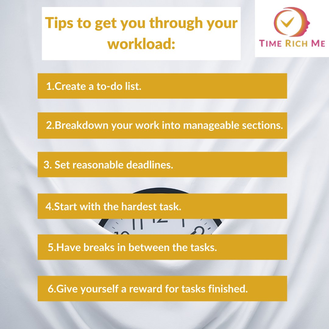 TimeRichMe1's tweet image. Are you wondering how you will manage through the pile of work or the long list of things to do? We hope these simple tips will help you pull through.
#timeflies #abouttime #timemanagementgoals #timemanagementiskey #productivitycoach #selfdevelopment #productivitytips #productive
