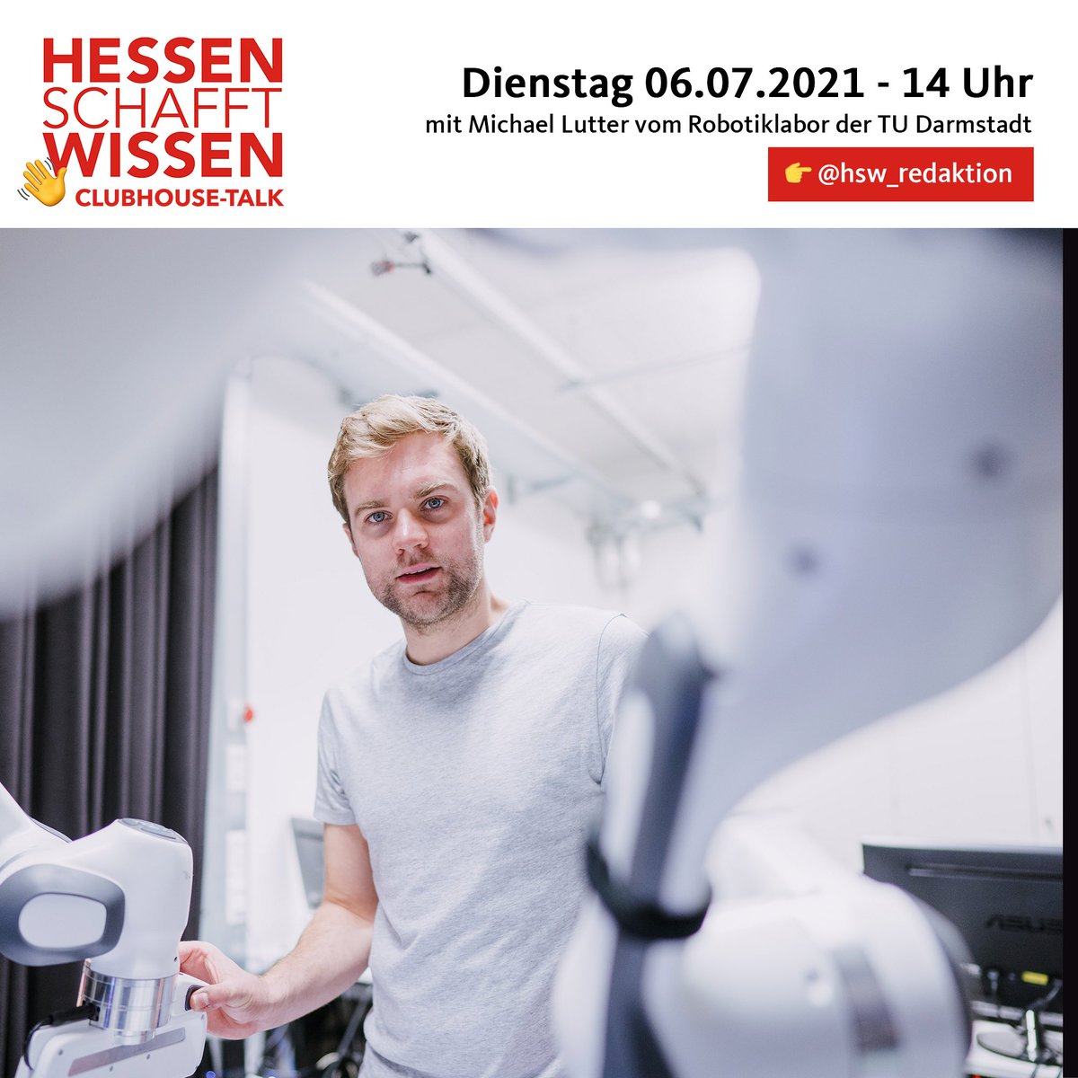 _mlutter's tweet image. Wenn ihr mehr über Künstliche Intelligenz in der Robotik erfahren wollt, reden wir heute um 14:00 Uhr mit Hessen schafft Wissen auf clubhouse über unsere Forschung an der @TUDarmstadt / @CS_TUDarmstadt