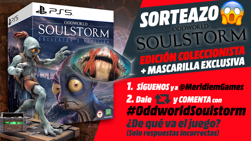 😱💥𝗦𝗢𝗥𝗧𝗘𝗔𝗭𝗢💥😱
Collector's Oddition de #Oddworld: Soulstorm para #PS5 + mascarilla 𝗘𝗫𝗖𝗟𝗨𝗦𝗜𝗩𝗔 de Abe😷

1⃣ Síguenos y sigue a <a href="/MeridiemGames/">Meridiem</a>
2⃣ Dale RT y comenta con #OddworldSoulstorm ¿De qué va el juego?  Solo respuestas incorrectas🤣

⏱️Hasta 8/7🍀 Suerte💪