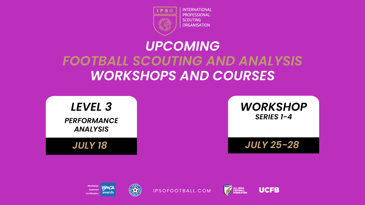 ipsofootball's tweet photo. Be sure to check out our our upcoming football scouting and analysis courses and workshops - our Level 3 Performance Analysis course and Workshop Series 1-4 are perfect for football professionals who are looking to enhance their knowledge of the game!

https://t.co/8lX8PVKoBS https://t.co/QYg825Lzpw