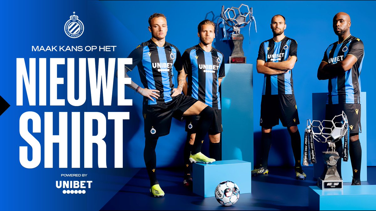 ClubBrugge's tweet photo. 𝐖𝐢𝐧 our new home shirt! 😍

Just like, retweet &amp; tag 2 friends! 💪🏼🔥 @unibetbelgium https://t.co/bpwzJCIwSo