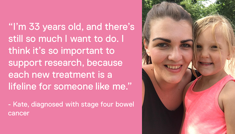 ICR_London's tweet photo. Bowel cancer patients urgently need new treatment options.
Your support today will help us deliver smarter, kinder treatments for #BowelCancer, and give people like Kate a chance to finish what they started.
Please donate today to #HelpFinishCancer: https://t.co/QsikdWJLuV https://t.co/ezAazJjdFt