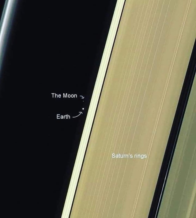 Saturn rings, our earth and moon
By NASA