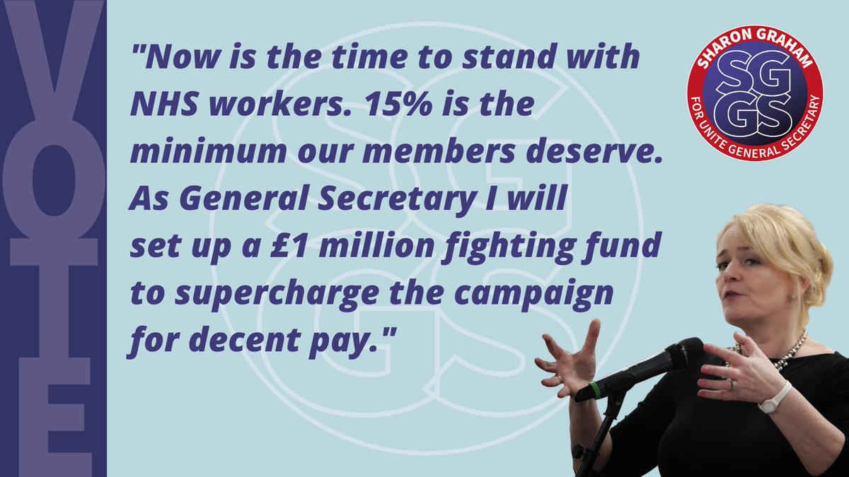 UniteSharon's tweet image. Vote Sharon Graham

As General Secretary, I will set up a £1 million fighting fund to supercharge the fight for decent pay.

#NHS #VoteSG4GS