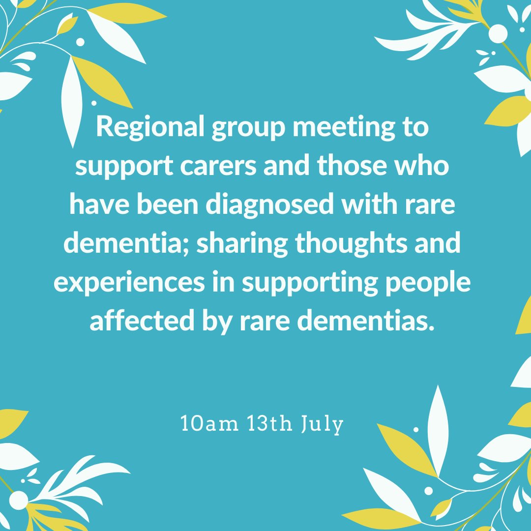 CadrProgramme's tweet photo. Rare Dementia's Support meeting at 10am on  13/07/21

To attend, email IanDaviesAbbott@bangor.ac.uk for joining instructions  @DementiaUni https://t.co/VDeAAi57Az