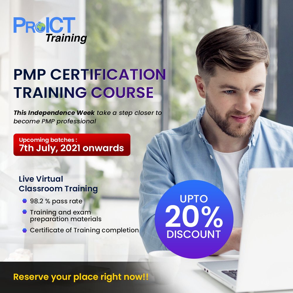 ProICT_Training's tweet image. This Independence Day, don’t let this pandemic delay your career, enhance your skill today for a better future! Get Certified in Project Management Professional(PMP) with ProICT Training.
We offer
☑ 35 hours of Instructor Led Training
☑ Lifetime access
☑ 24x7 expert support