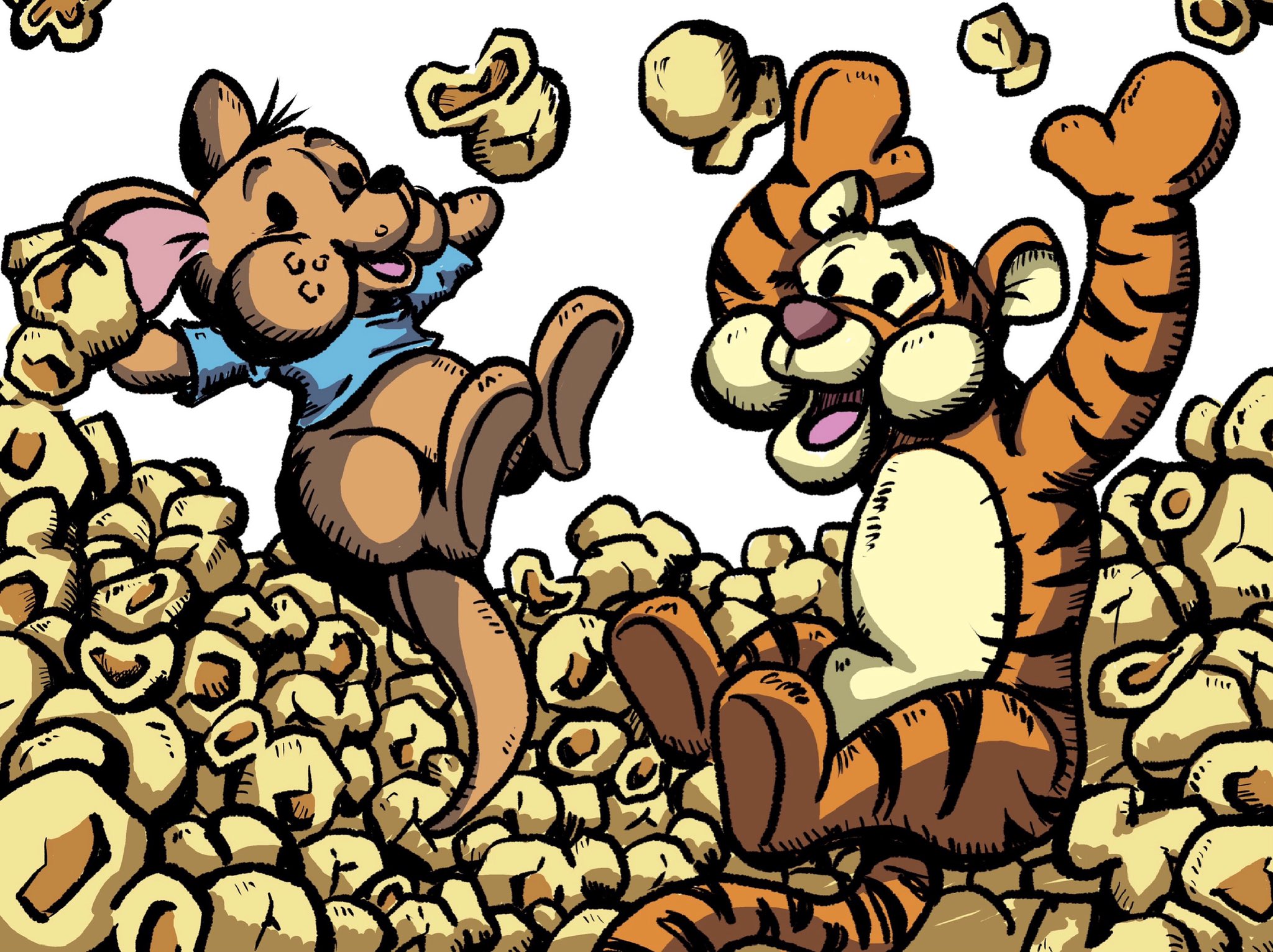 石井リス 個展3 13 イラスト ディズニーwithポップコーン Disney With Popcorn ルー ティガー Roo Tigger ティガー ルー くまのプーさん Movieillustration ディズニーイラスト ディズニー好きさんと繋がりたい Pooh T Co