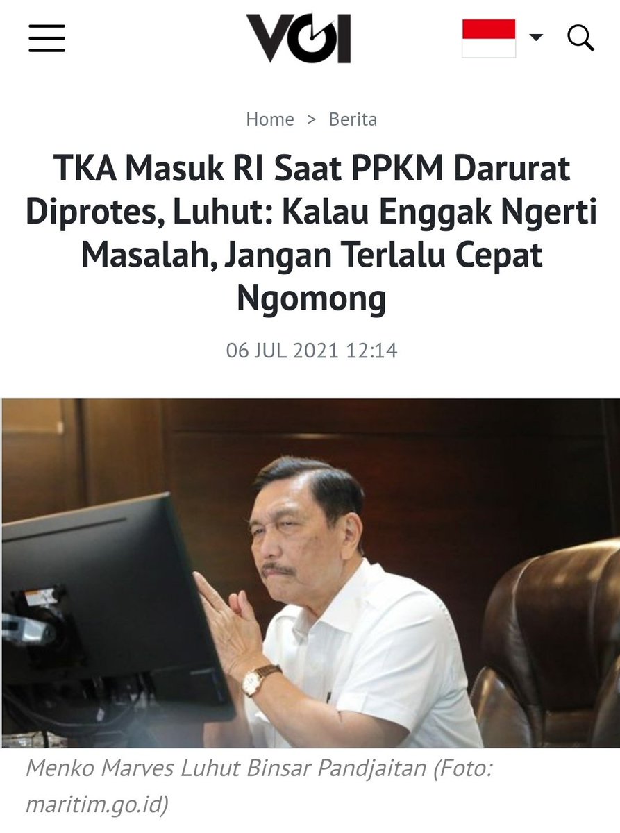 Sikaaat opung @kemenkomarves

Kalau ada yang asal ngomong, enggak ngerti masalah, jangan terlalu cepat ngomong

Bernegara itu, enggak bisa lo mau, gue enggak mau. Enggak bisa begitu

Agen khilafak pecundang dan kadrun sontoloyo mmg harus diberi pelajaran
voi.id/berita/64636/t…