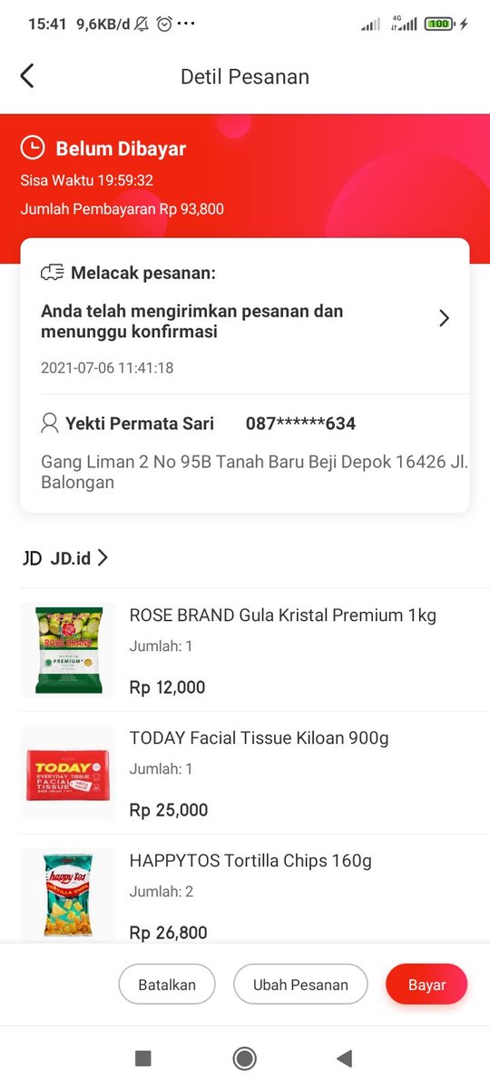 yp_sari's tweet photo. @jdidcare Halo jdid,pesanan saya sejak siang kenapa statusnya belum dibayar?padahal saya sudah bayar meskipun saya memang tidak baca email jadi nominal yang saya kirim sesuai dengan nominal pesanan https://t.co/i2NCxQE2EA