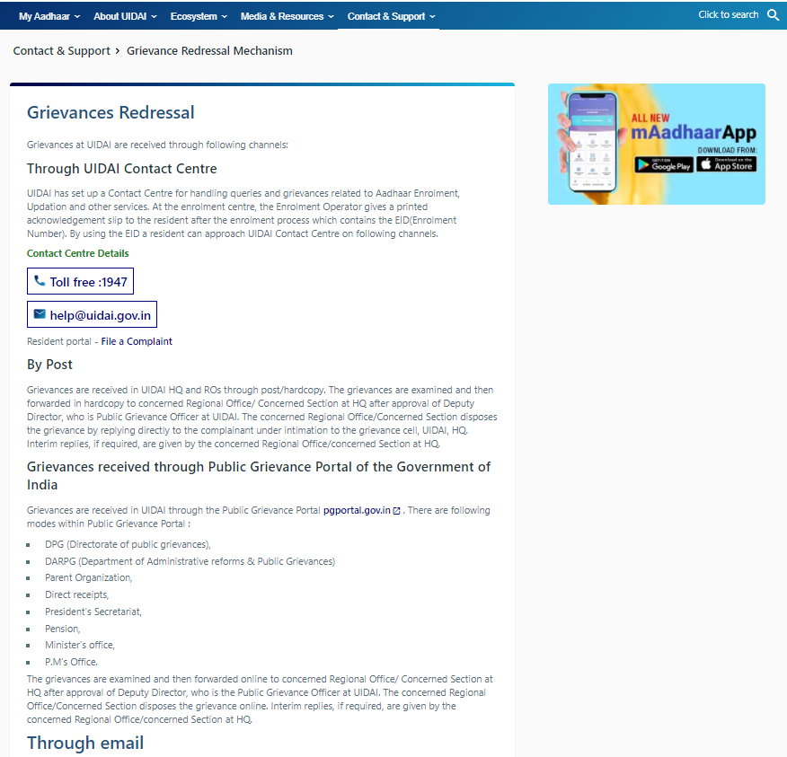 logic's tweet image. Who is your #Resident #GrievanceOfficer @UIDAI?  This page does not list a name / contact? #ITRules2021 #AskAadhaar cc @no2uid