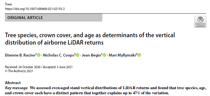 mari_myllymaki's tweet image. New #LukeResearch published with #openaccess in Trees journal: doi.org/10.1007/s00468… 

E. Racine, N. Coops and J. Bégin and I used functional general linear models with #globalenvelopetest to study vertical distributions of airborne #LiDAR returns #remotesensing #forest