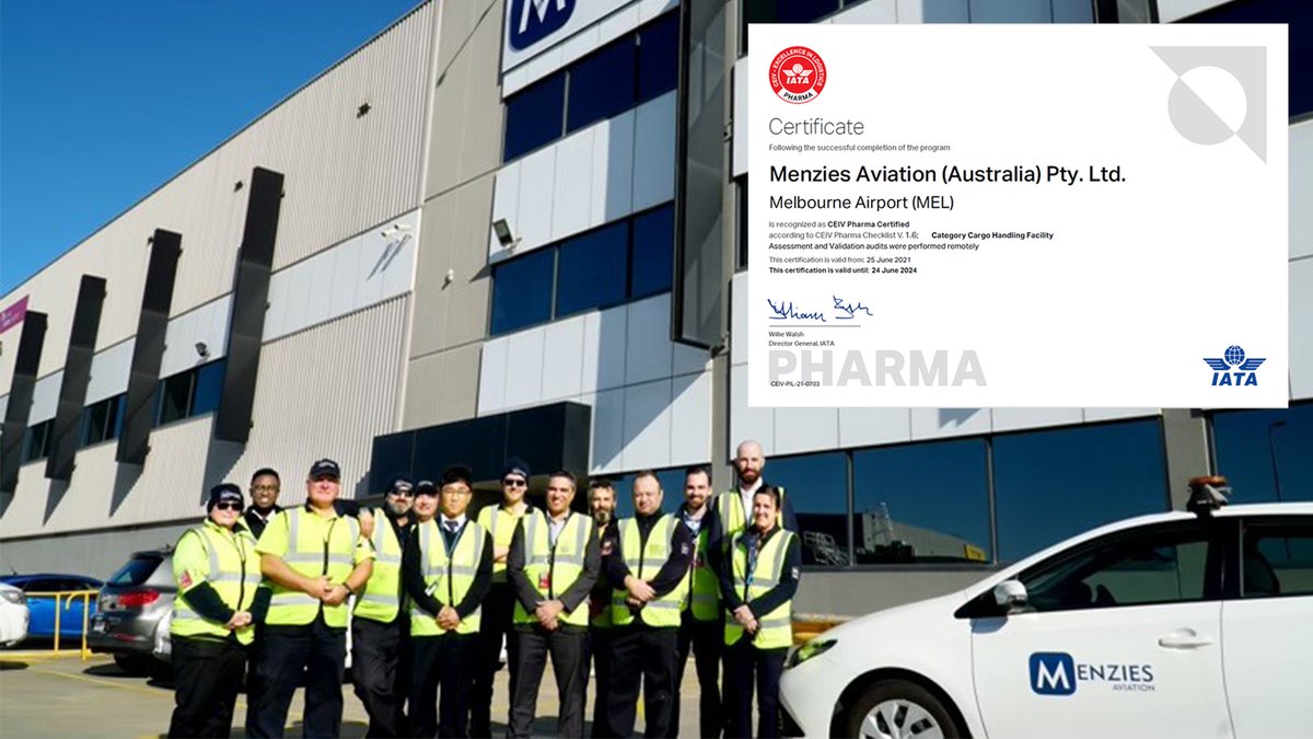 air_logistics's tweet image. #Menzies gains @IATA #CEIV Pharma for #cargo operations at Melbourne. Read more: bit.ly/3AwZIHy #pharmaceuticals #aircargo
