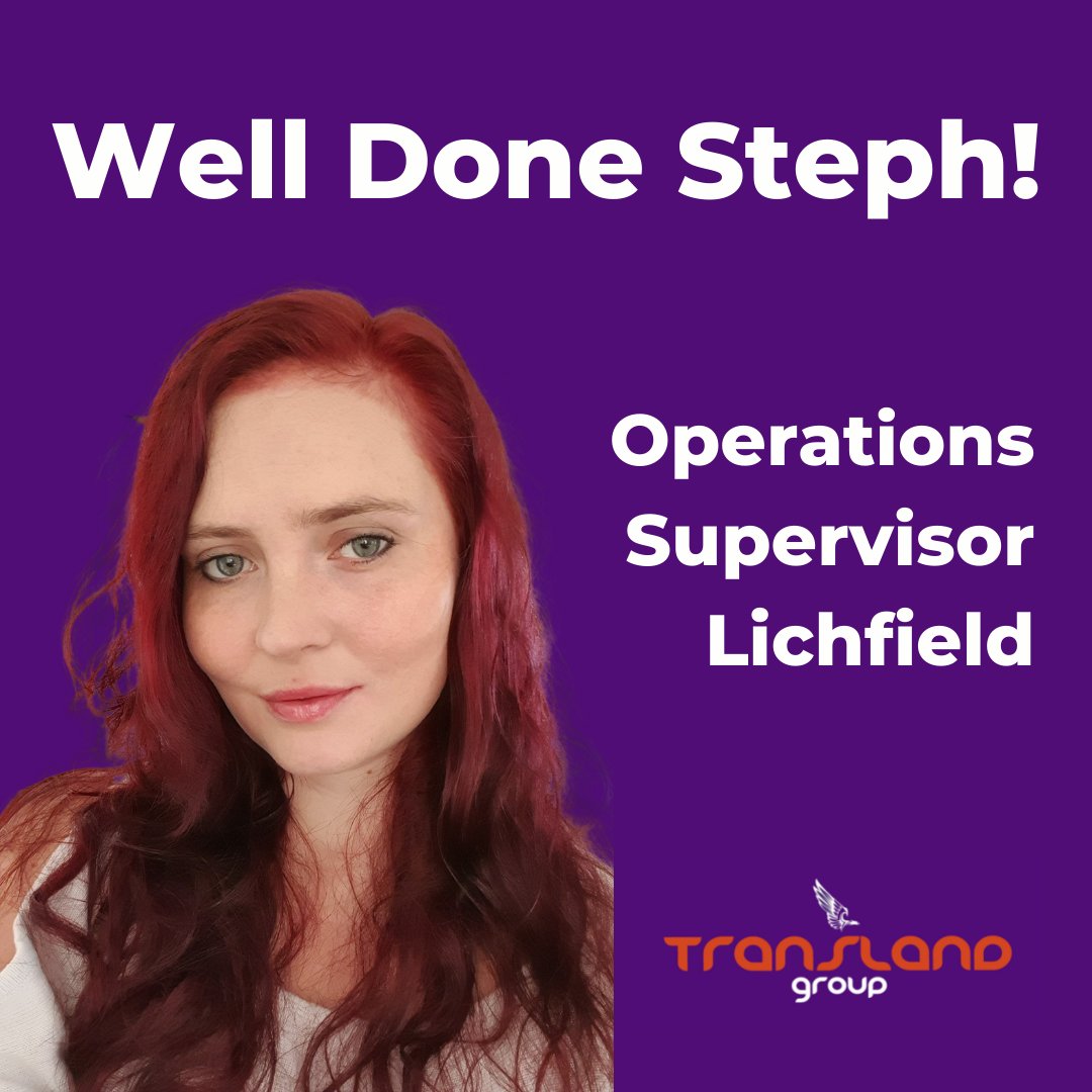 translandgroup's tweet photo. A big Congrats and Shout-Out to Steph Turner who has been appointed to Operations Supervisor in our Fradley Office 🙌
Steph joined Transland in 2019 and we wish her every success in her new role💜

#TeamTransland #TrustTransland #Brexperts #EuropeanFreight #WeDeliver https://t.co/YIm1uEijlt