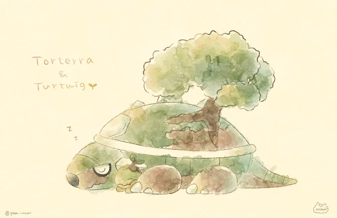お母さんがだいすき(ナエトル親子編)🐢
Turtwig loves his mum :)

#ゆるふわポケモン 