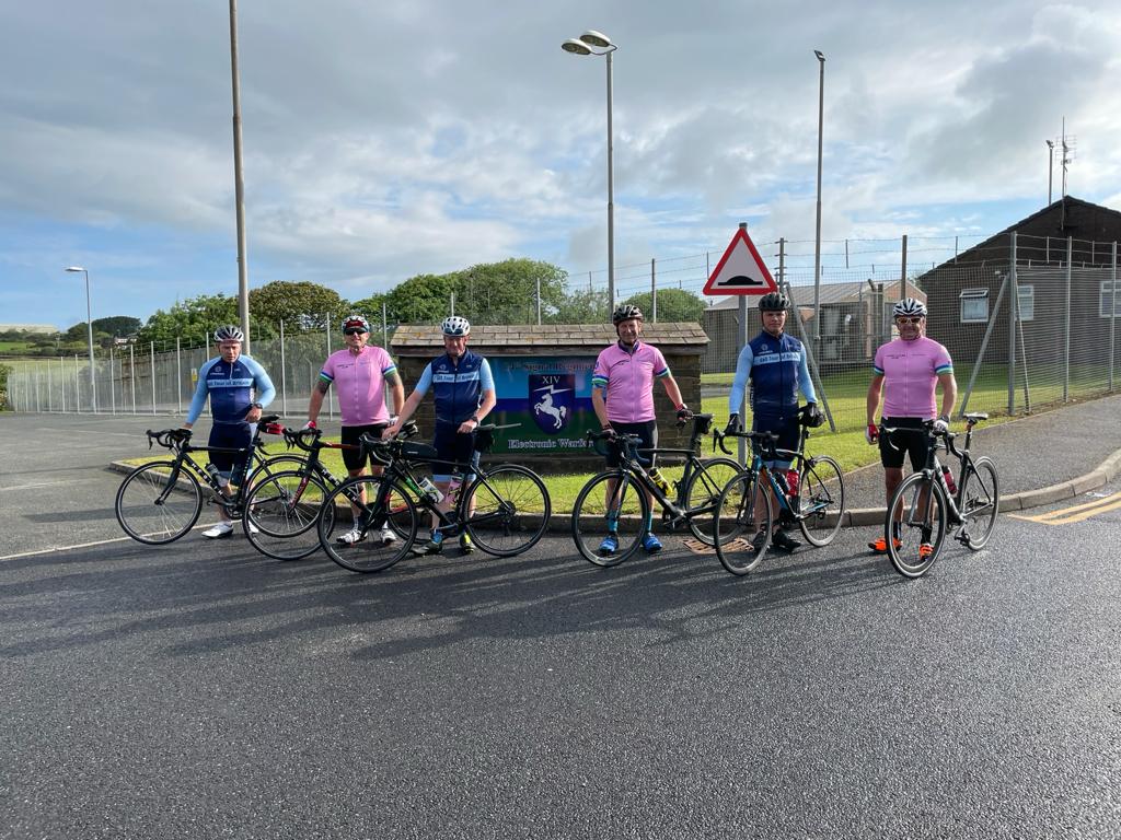 We were joined by members of 14 Signals Regiment as we left the coast this morning. Its a long one today, 137 miles, but it's worth it all for @RSigsCharity and @Blesma. @29EODGSU @29eod @R_Signals @Proud_Sappers @8EngrX