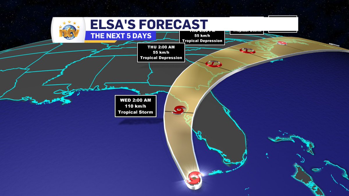 EddieSheerr's tweet photo. Updated track for #Elsa has shifted a bit farther west, in regard to Atlantic Canada. Impacts still look to be some rain and some wind, but it'll be fast moving up our way so major impacts look unlikely at this time. #nlwx #ATLstorm https://t.co/IQ1Vv0FGJ6