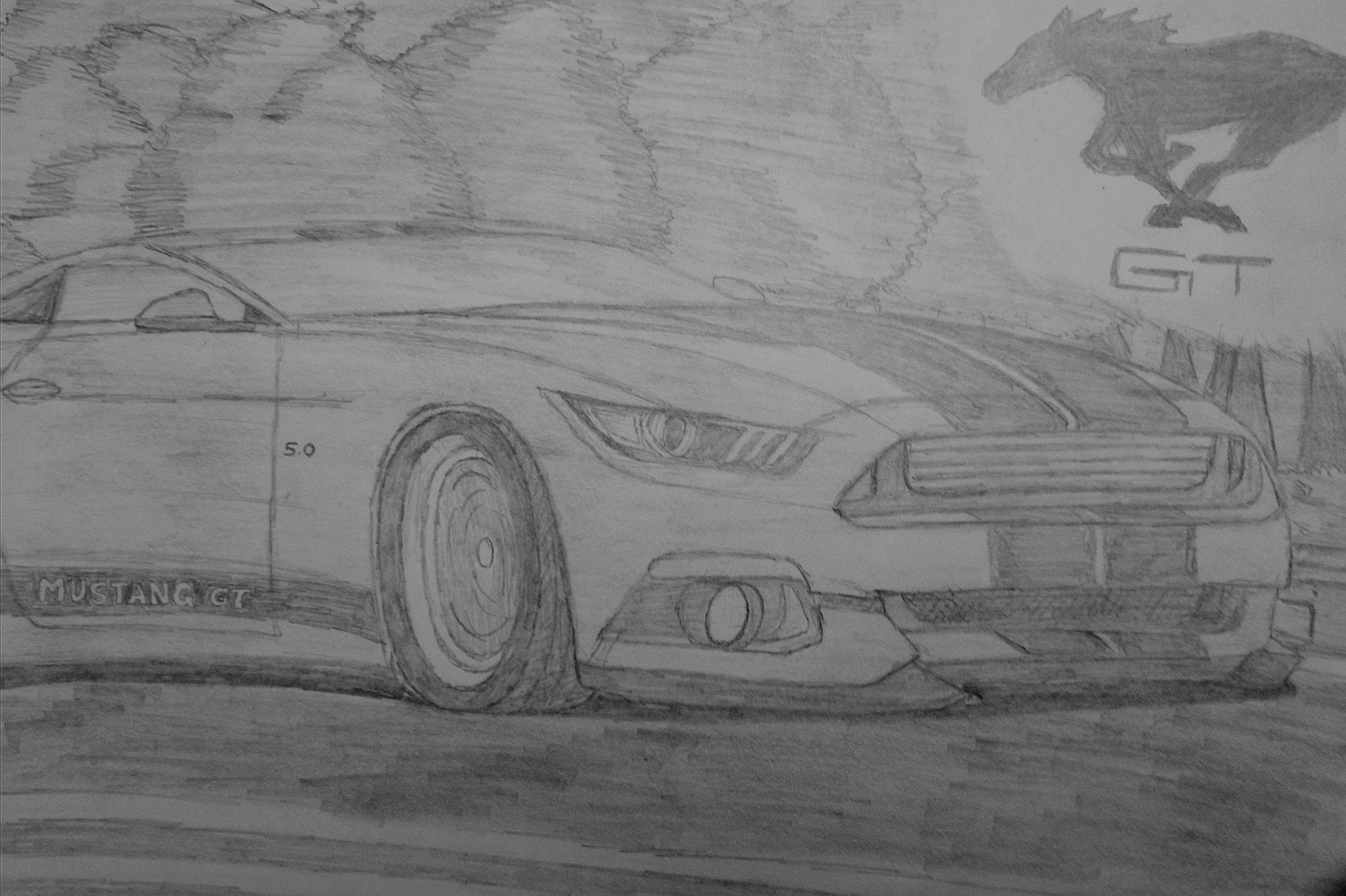 How To Draw A Mustang Gt500