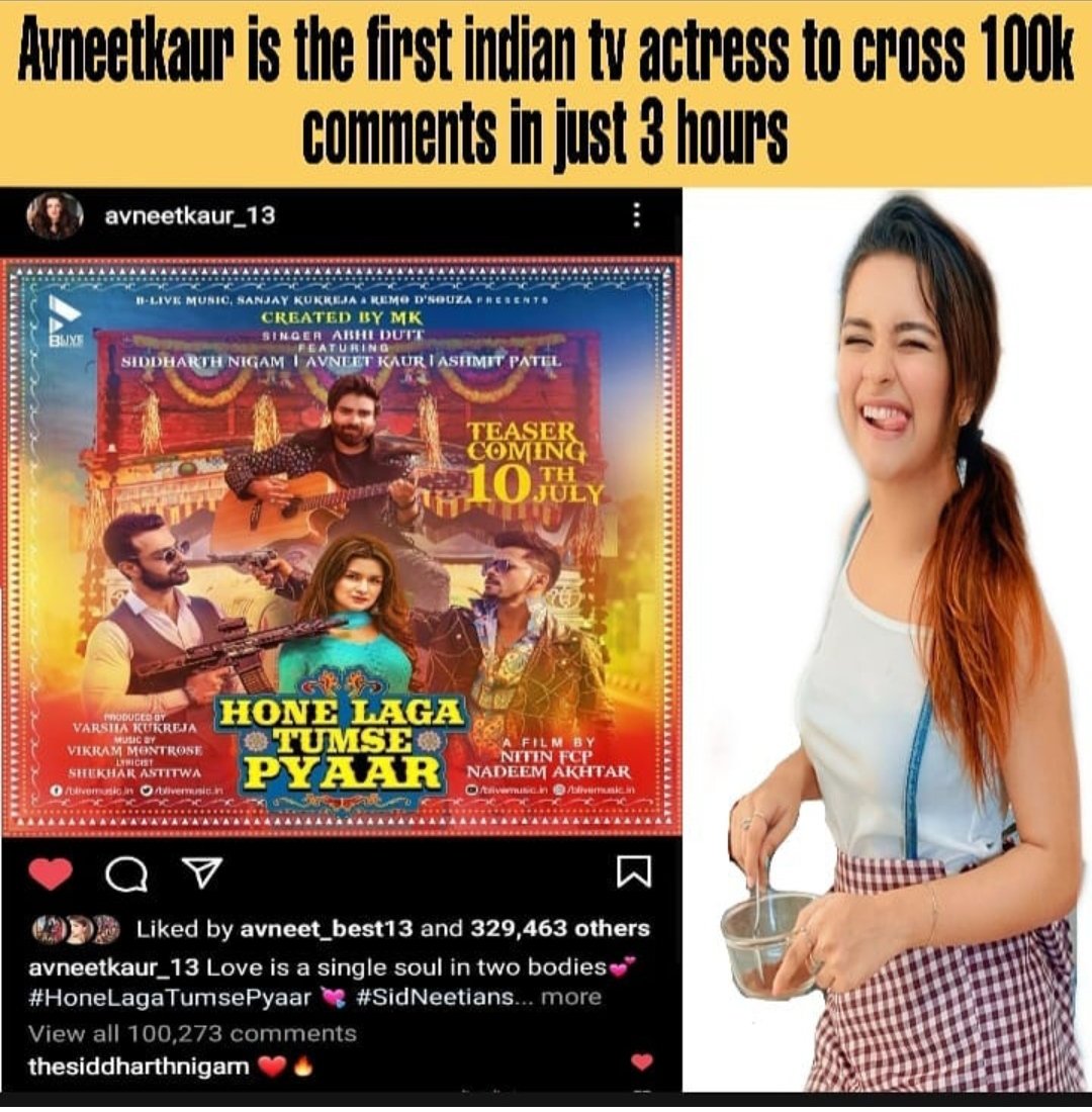 ArkyajyotiP's tweet photo. See Avneet is the first Indian Tv Actress who crossed 100K Comments in Just 3 hours. 
#SidneetiansDay
Five Years Of Sidneet https://t.co/M82RwIxZ50