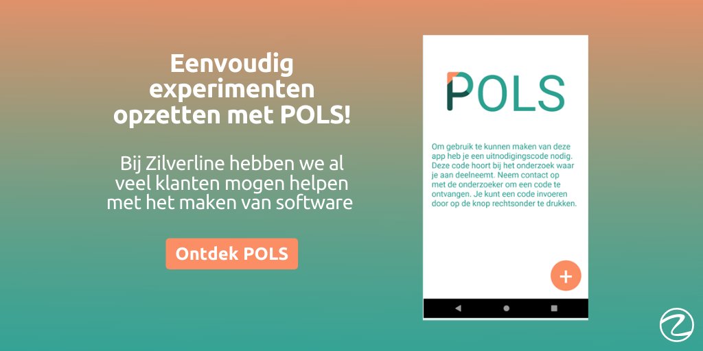 Bij Zilverline ontwikkelen we ook eigen initiatieven, wanneer daar behoefte aan is in de markt. 
Eén daarvan is POLS: een platform waarmee onderzoekers eenvoudig experimenten kunnen opzetten voor hoogwaardig toegepast onderzoek.

Lees onze klantencase: buff.ly/2Svxnjw