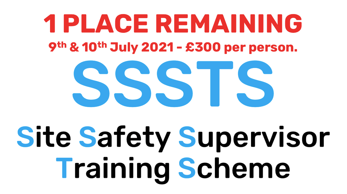 PortalSafety's tweet photo. 1 PLACE REMAINING!
We are hosting an #SSSTS (#SiteSupervisor) course this Friday &amp; Saturday for only £300 pp! 
The course to help you gain your GOLD #CSCS card.
If you want to grab the last spot, contact us NOW at 07476 398549 or email office@portalsafety.co.uk
#Construction https://t.co/ACQUbV3njR