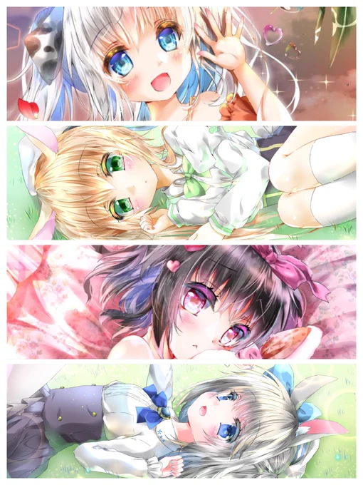 #これを見た人は自分の看板娘の画像を貼れ 

ダルメシアンちゃん、パピヨンちゃん、うさみみ姉妹ちゃん✨
これからもたくさん描きますよ〜(ง •̀ω•́)ง✧ 