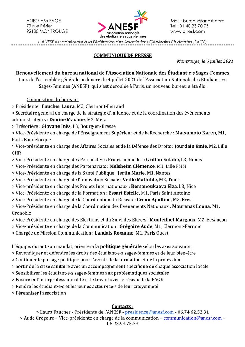 ANESF (@anesf_fr) on Twitter photo #CDP | Le Congrès de l’<a href="/ANESF_FR/">ANESF</a> a signé la démission du bureau 2020-2021 porté par <a href="/Fanny_Tsst/">Fanny Toussaint</a> laissant place au nouveau bureau porté par @Laura_ANESF 👏🏼
L’ANESF s’engage toujours à aller plus loin pour la représentation et la défense des droits des étudiant.e.s sages-femmes 💪🏼 #CDP | Le Congrès de l’<a href="/ANESF_FR/">ANESF</a> a signé la démission du bureau 2020-2021 porté par <a href="/Fanny_Tsst/">Fanny Toussaint</a> laissant place au nouveau bureau porté par @Laura_ANESF 👏🏼
L’ANESF s’engage toujours à aller plus loin pour la représentation et la défense des droits des étudiant.e.s sages-femmes 💪🏼