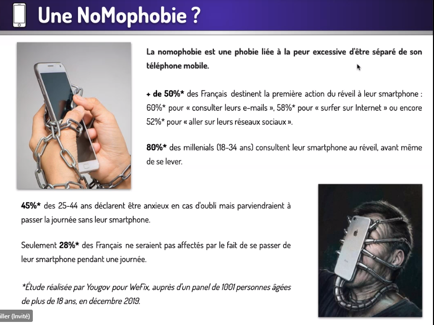 Chanfimao's tweet photo. Êtes-vous nomophobe?
"la nomophobie est une phobie à la peur excessive d'être séparé de son téléphone mobile."
#mobilfirst #mbadmb #mbadmbhealth #hcsmeufr https://t.co/WUGB9NUbbo