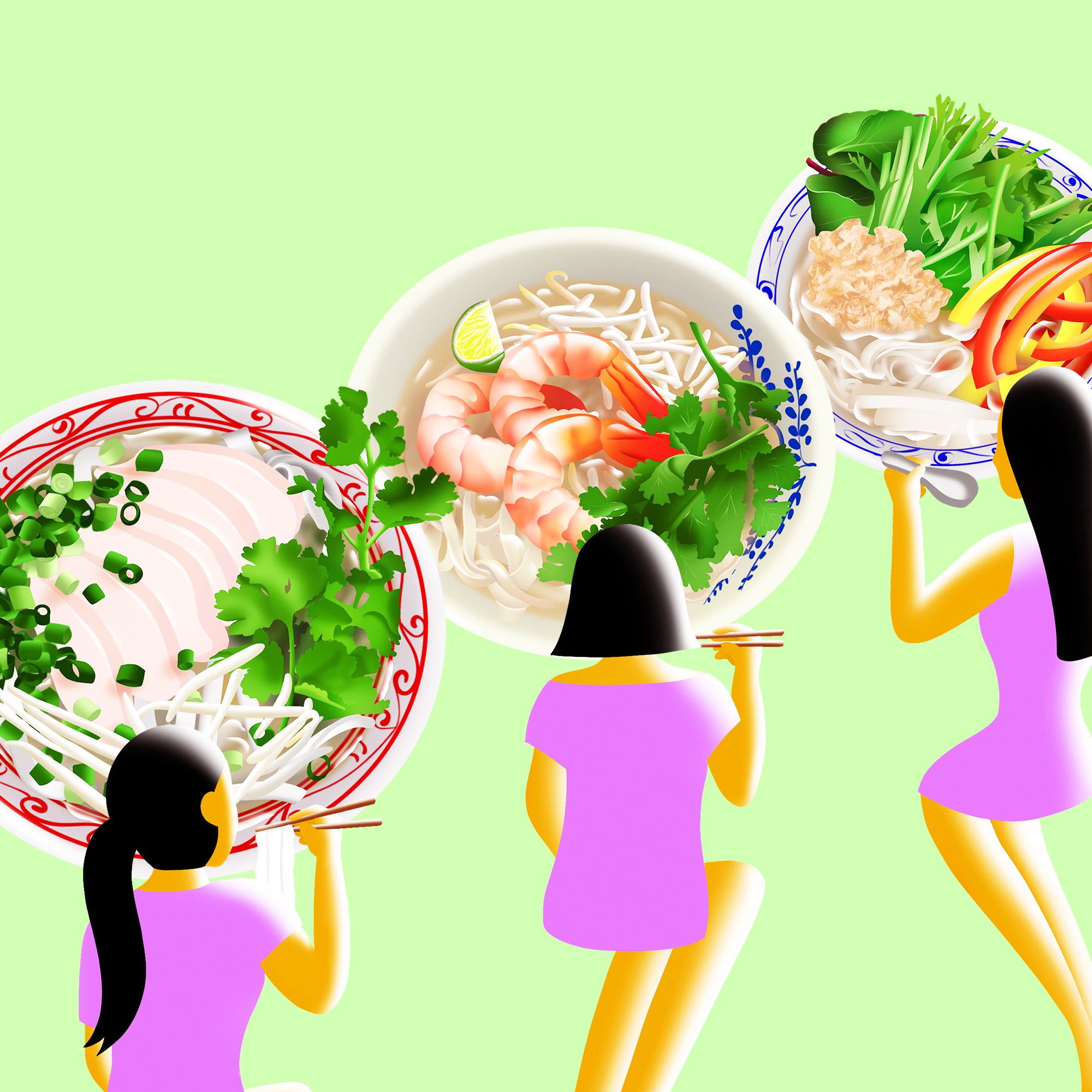 ぬq エースコック から出ている美味しいインスタントフォー ハノイのおもてなし の為のイラストです トッピング色々の色とりどりのフォー どれがいいかな T Co Tcvfu726jw T Co Da4p8bxbcn Twitter