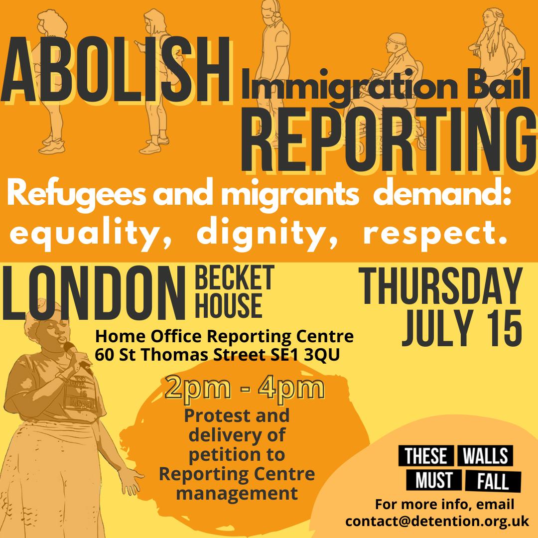 🚨 2pm, 15th July, Becket House 🚨 Immigration reporting is an integral part of the hostile environment. Join us to demand an end to mandatory reporting #abolishreporting