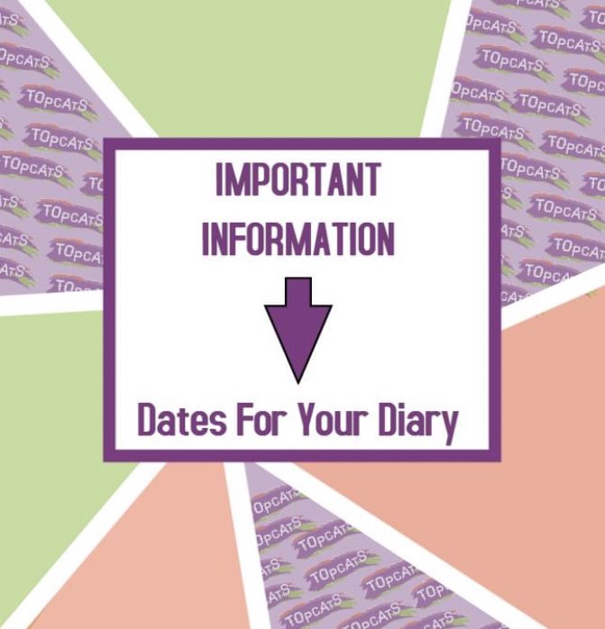Topcats2016's tweet image. ◼️IMPORTANT INFORMATION◼️

➡Dates for your Diary!⬅

💜Topcats is CLOSED for Staff Training on the following dates💜

▪️Wednesday 21st July 2021▪️
▪️Thursday 22nd July 2021▪️
▪️Friday 23rd July 2021▪️

❌There will be no groups running on these dates.❌