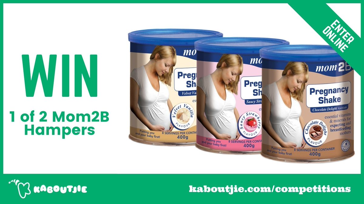 Kaboutjie's tweet photo. Win 1 of 2 Mom2B Hampers
Click here to enter: https://t.co/7GaX7mr8OZ
#WinWithKaboutjie #Mom2B https://t.co/9YWeq7xbEO