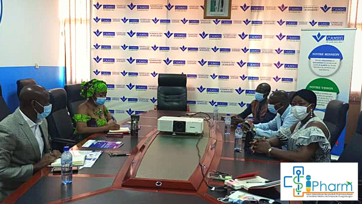 sipharm_BF's tweet photo. À la rencontre de la @camegbf, institution clé du secteur pharmaceutique au Burkina Faso.

Séance de travail avec Mme Amoussa Angélique et M. Mikaïllou Kéré, respectivement Directrice Marketing et  Directeur de la communication de la #CAMEG. 

Work in progress ! 

#SIPHARM2021 https://t.co/D4AikxDUv4