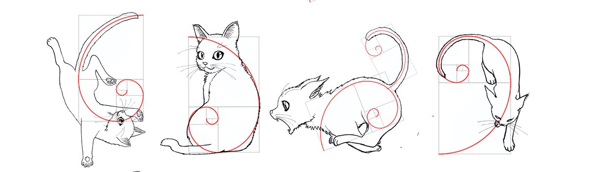 Catcuts S Tweet カタルシスプラン の表紙はこれと似たような黄金螺旋をモチーフに描いた猫絵なんですが 演出とは関係ないので本文にはないのですが 10年大盛りメシが食える漫画家入門ふりかけ付き と言う本には黄金比の話をしっかり書いております