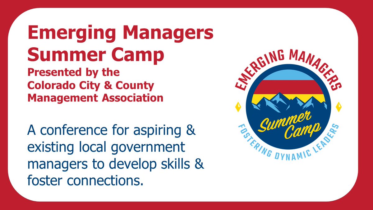 CCCMAEM's tweet photo. Have you registered for EM Summer Camp 2021 yet? The event kicks off in 3 weeks! Local government friends, you won’t want to miss it!  July 29-30 in Fruita, Colorado.  Details found on CCCMA’s website:  https://t.co/djaN7ruold https://t.co/0ooiAnVVOC