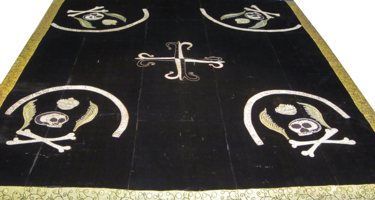GalwayMuseum's tweet photo. #COLLECTIONSSPOTLIGHT
This week we have a funeral pall donated to the Museum by the Dominican Sisters, Galway in 2011.  The black velvet pall which dates from the late 1600s/early 1700s was used up until the 1960s to cover the coffins of the sisters during funeral ceremonies. https://t.co/ps9z6DaZVa