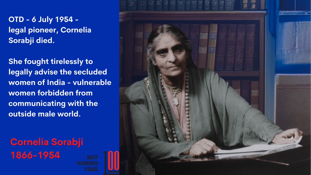 First100years's tweet photo. Cornelia Sorabji (1866-1954) -

Today marks 67 years since the death of this legal trailblazer, who was the first woman to ever sit the Bachelor of Civil Laws exam at Oxford University, and the first woman to practice law in both India and Britain. 

https://t.co/0ChznZTvUD https://t.co/MuJoHUM6Qx