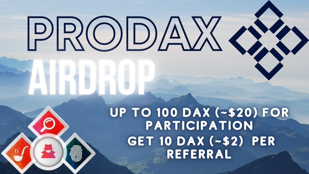 🔍 New #Airdrop: ProDax

💲 Reward: Up to 100 DAX [~$20] + 10 DAX [~$2] per referral

🔴 Start the airdrop bot: t.me/ProDaxAirdropB…

🔘 Do the tasks on the bot &amp; submit your data.

🔘 Details: youtu.be/mH547yTCAqQ

#AirdropDetective #Airdrop #Bitcoin #PRODAX #DAX #BSC #BNB