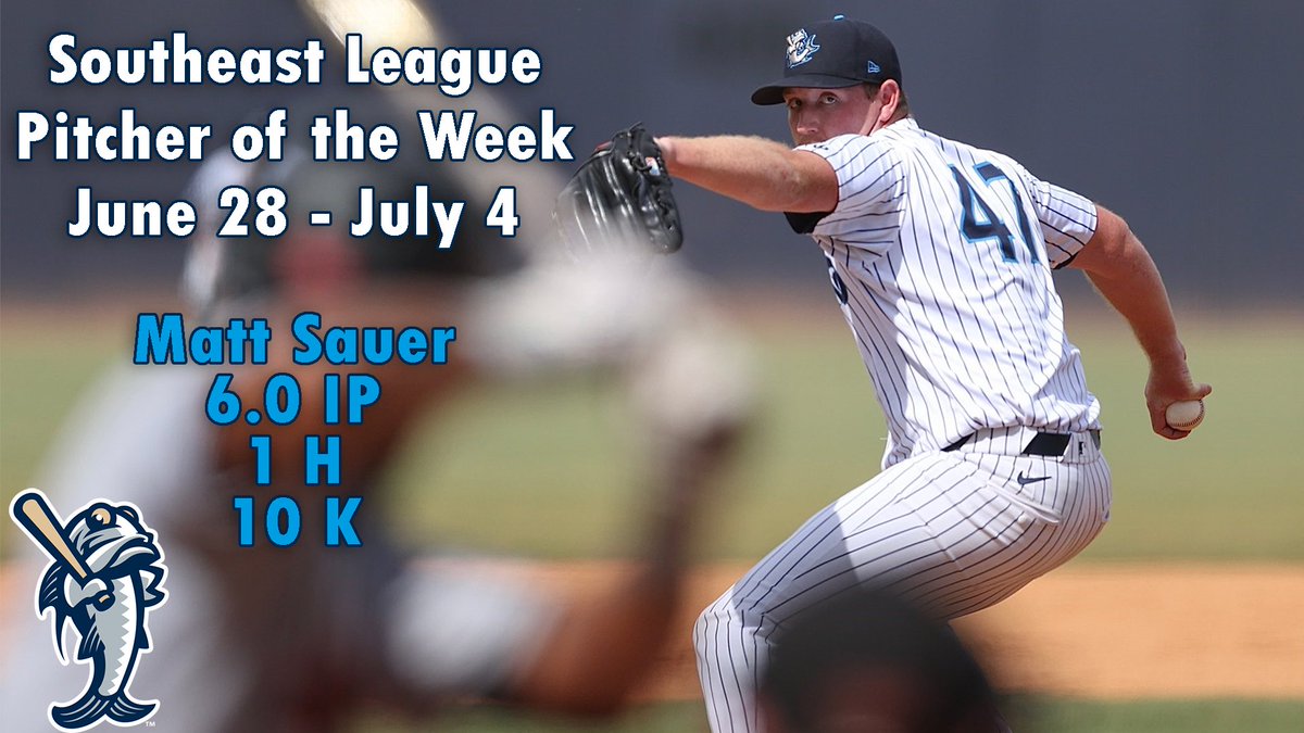 Congratulations to RHP <a href="/redsauers/">Matt Sauer</a> - the Southeast League Pitcher of the Week! 

#Tarpons #Yankees #MiLB