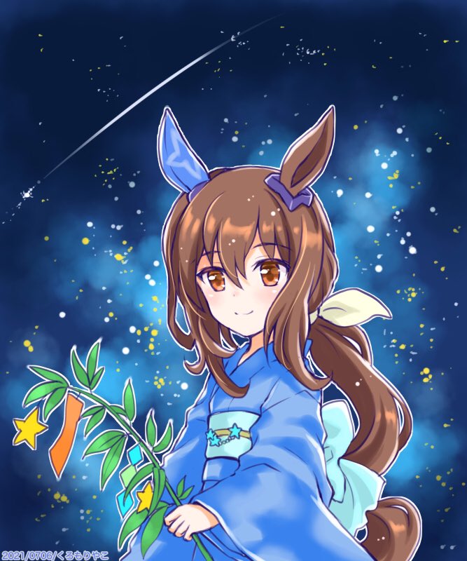 admire vega (umamusume) 1girl tanabata japanese clothes animal ears horse ears kimono tanzaku  illustration images