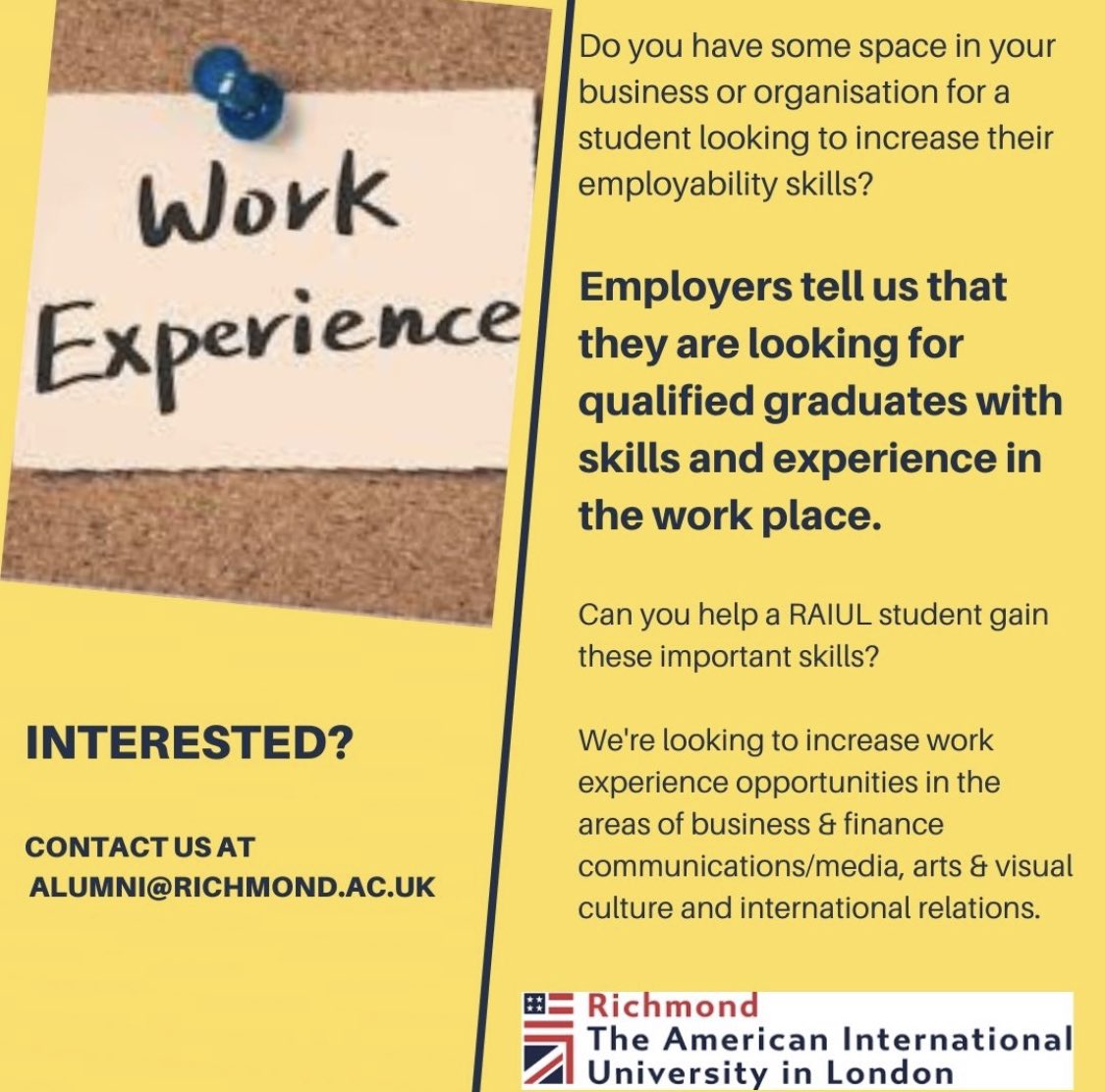 Can you help us? We’re looking for in person and remote opportunities for students @richmonduni