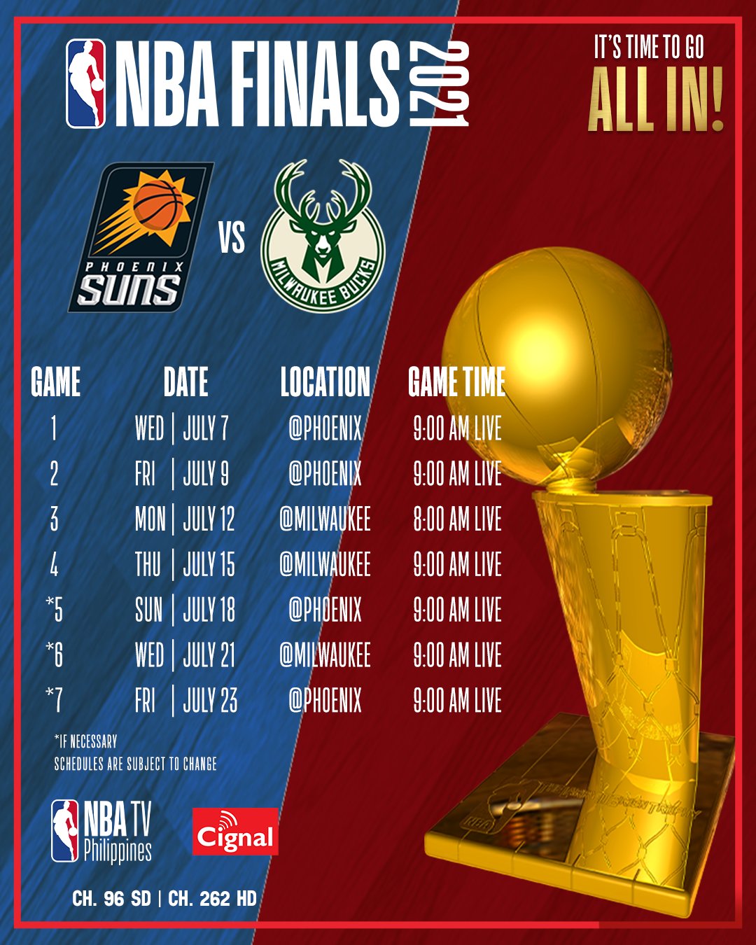 Where is Game 6 of the NBA Finals? Bucks vs Suns Time, Location, Schedule