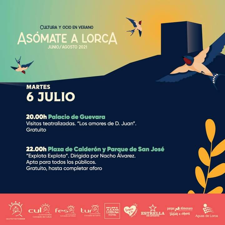 🗓 Un día más compartimos la programación para hoy, martes 6 de julio

#AsomateALorca2021 #CulturaSegura
