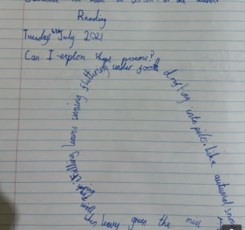 y3_bps's tweet photo. Year 3 have been learning about shape poems, or calligrams as they can be known. 3BG have been working hard at home. Zara and Ava have done a lovely job with their #homelearningBPS today. @BirchfieldsPS https://t.co/Gf4Yqdqblw